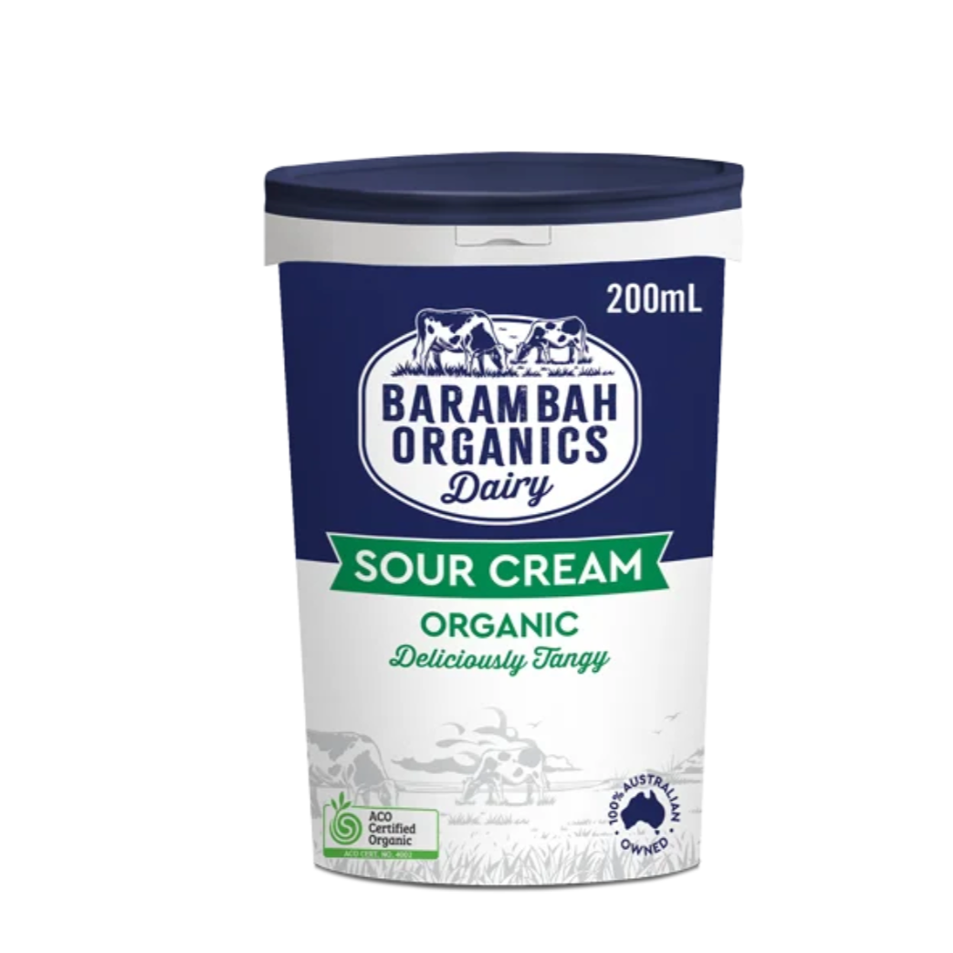 Barambah Organics Sour Cream 200g available at The Prickly Pineapple