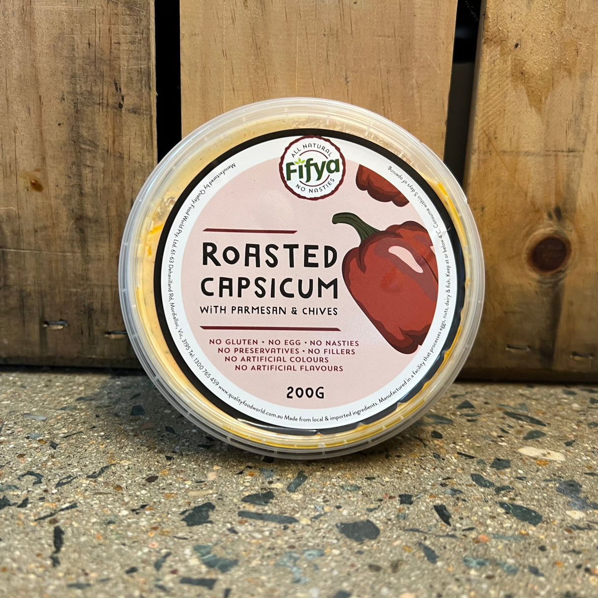 Fifya Roasted Capsicum with Parmesan & Chives 200g available at The Prickly Pineapple
