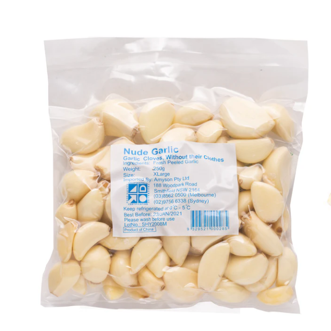 Garlic Peeled 250g available at The Prickly Pineapple