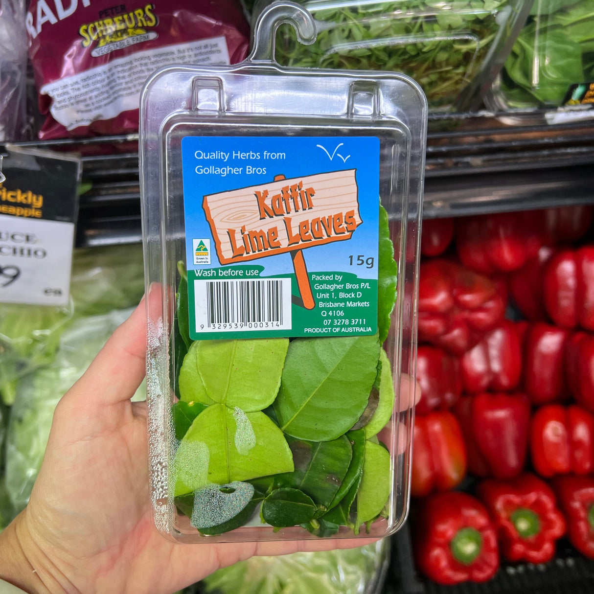 Kaffir Lime Leaves Punnet 15g available at The Prickly Pineapple