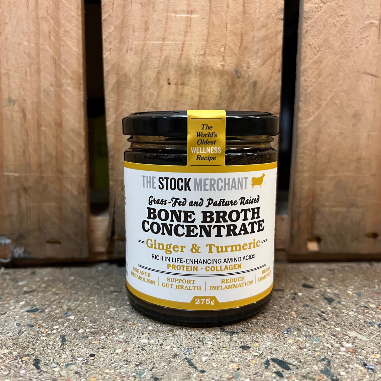 The Stock Merchant - Beef Bone Broth Concentrate - Ginger & Turmeric 275g available at The Prickly Pineapple