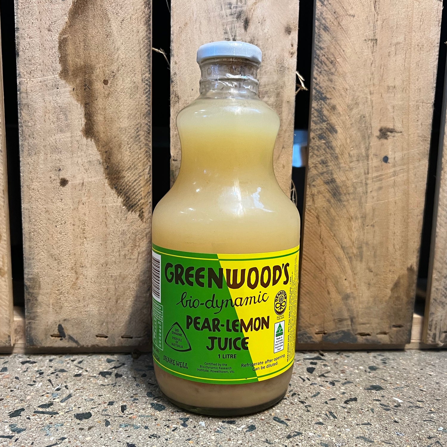 Greenwood Orchard's Bio-Dynamic Juice varieties 1ltr Pear-Lemon available at The Prickly Pineapple