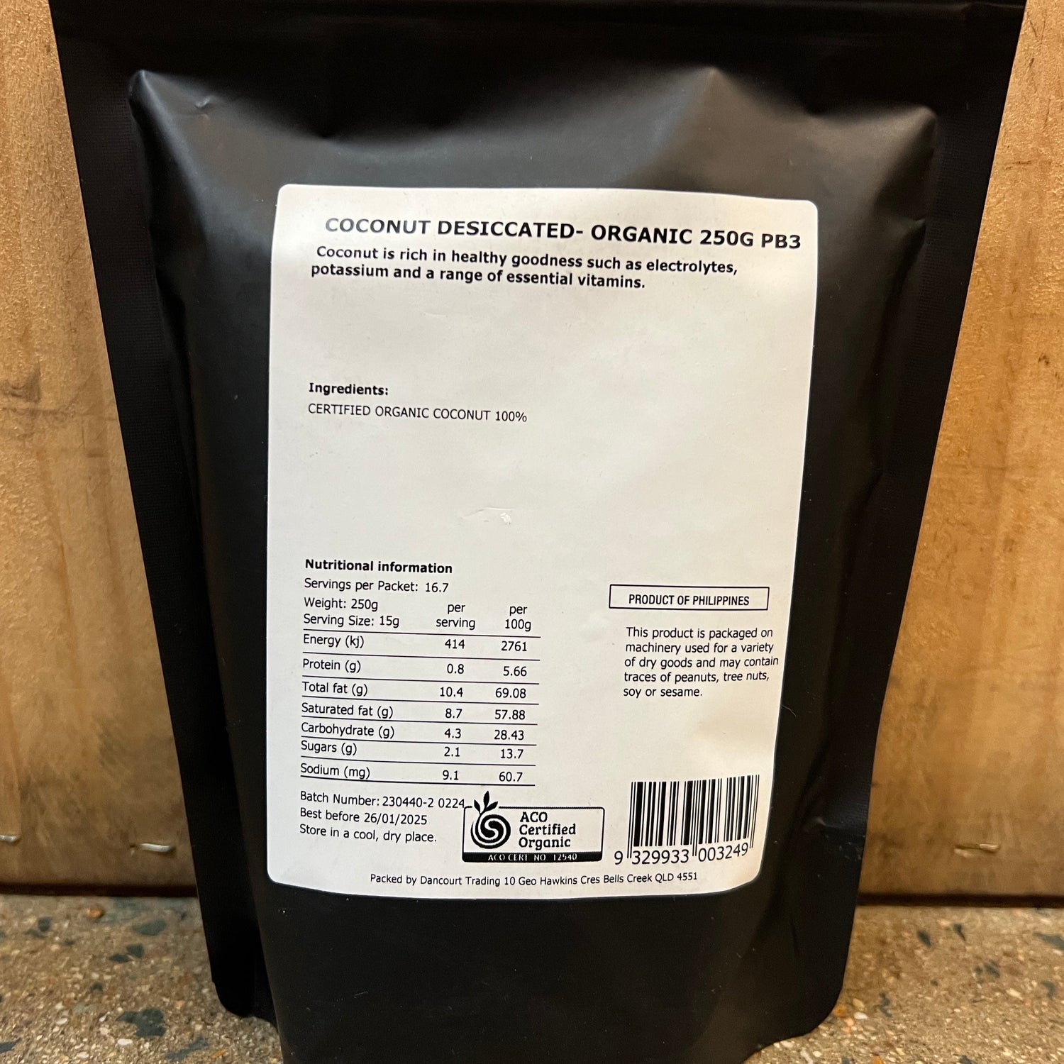 TPP Organic Desiccated Coconut 250g available at The Prickly Pineapple