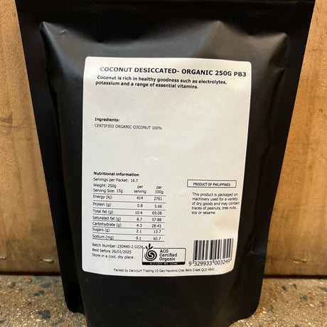 TPP Organic Desiccated Coconut 250g available at The Prickly Pineapple