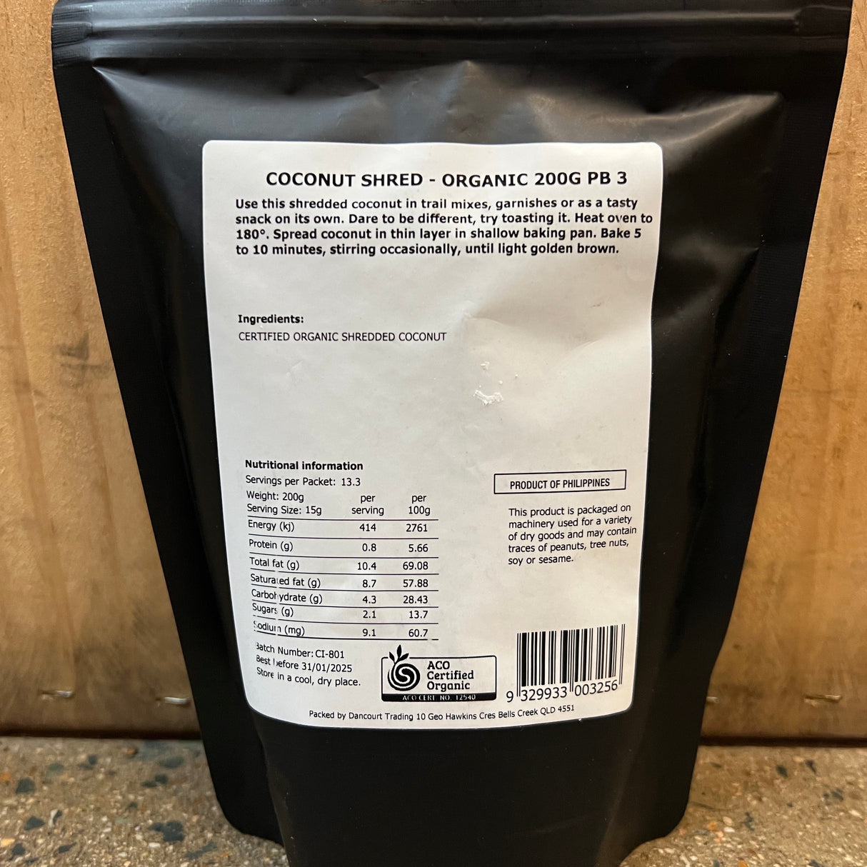 TPP Organic Shredded Coconut 200g available at The Prickly pineapple