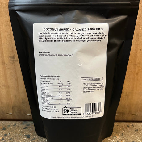 TPP Organic Shredded Coconut 200g available at The Prickly pineapple