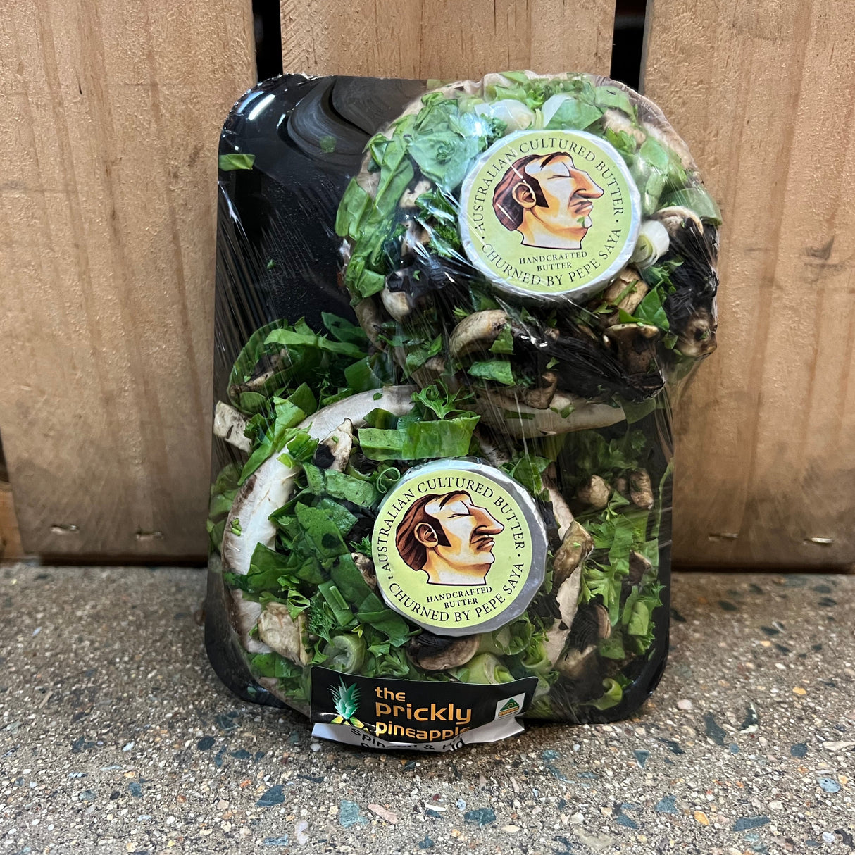 Spinach & Herb Stuffed Mushrooms & Pepe Saya Butter available at The Prickly Pineapple