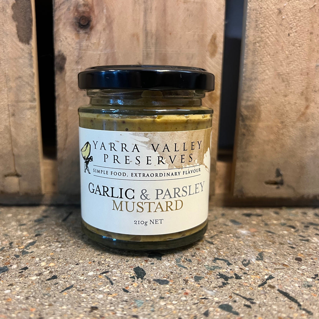 Yarra Valley Gourmet Foods Garlic & Parsley Mustard 210g available at The Prickly Pineapple