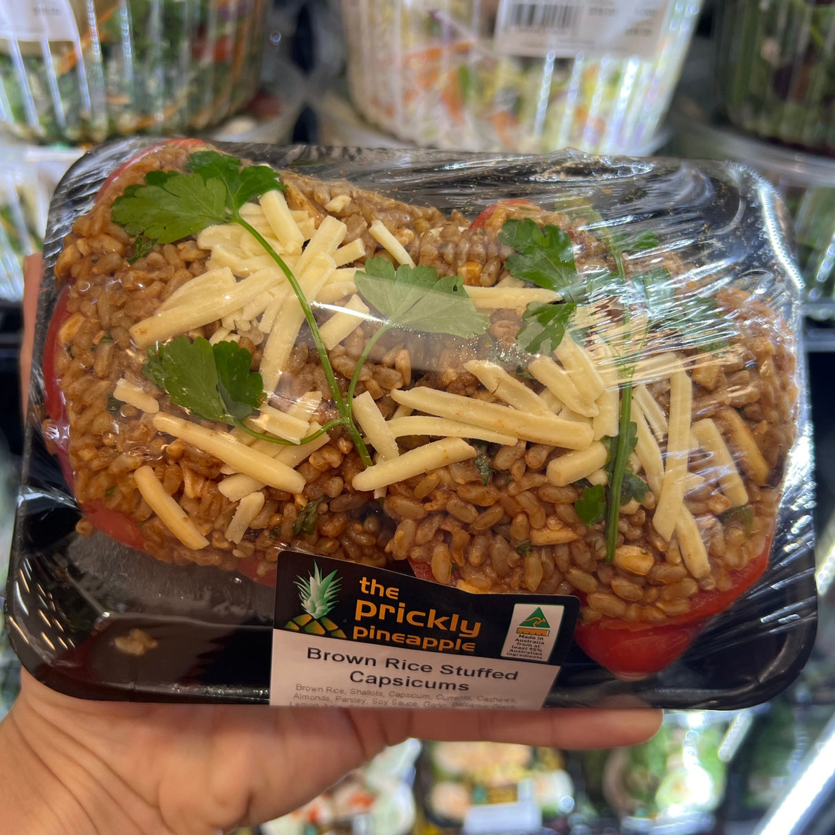 Brown Rice Stuffed Capsicums (2) made by in-house chefs at The Prickly Pineapple