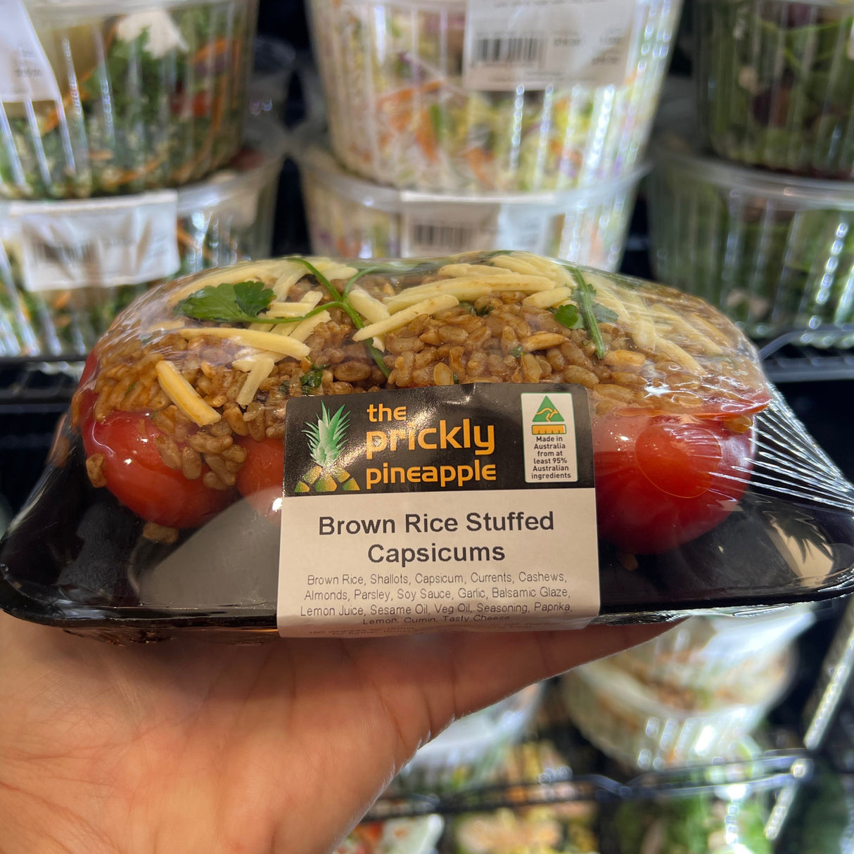 Brown Rice Stuffed Capsicums (2) made by in-house chefs at The Prickly Pineapple