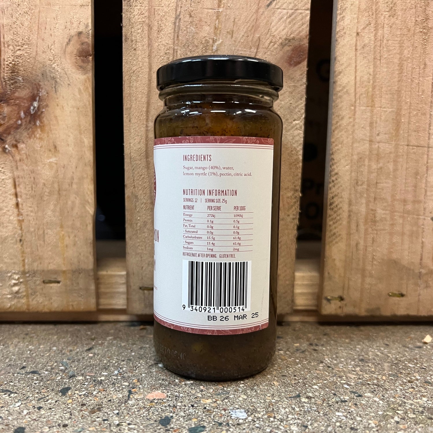 Australian Bush Spices Organic Lemon Myrtle & Mango Jam 300g available at The Prickly Pineapple