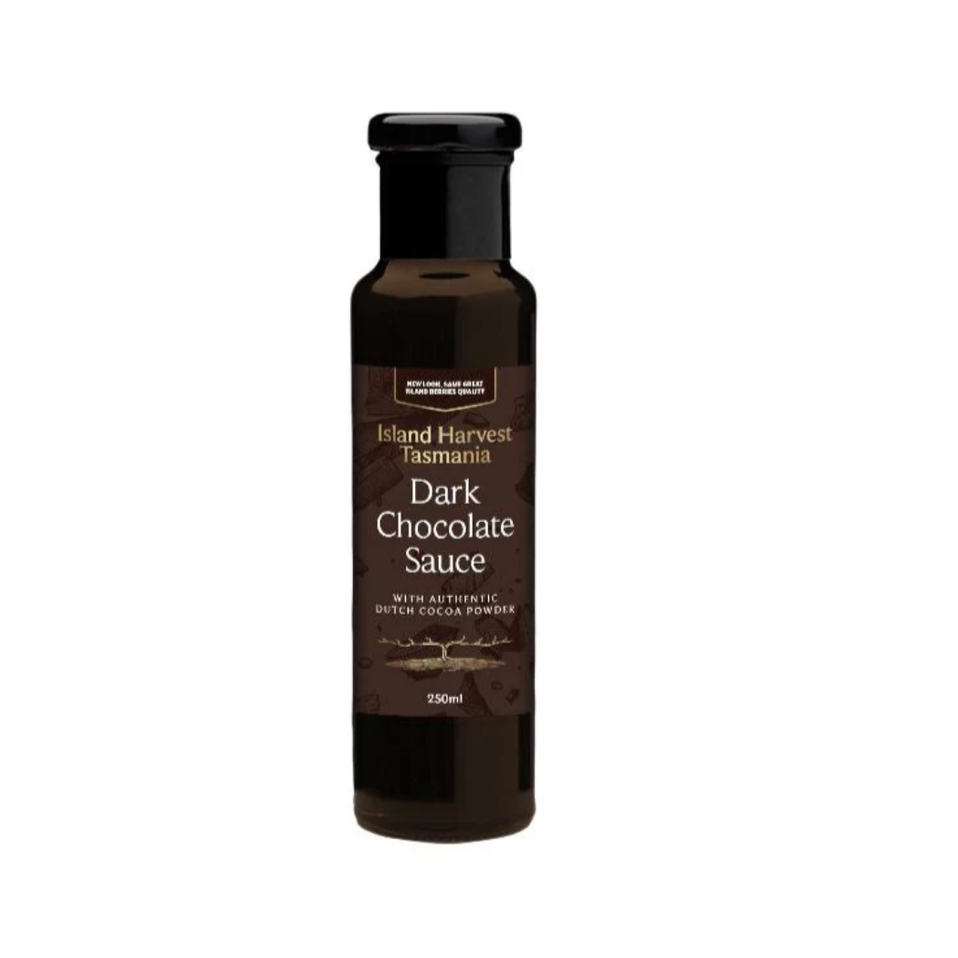 Island Harvest Tasmania Dark Chocolate Sauce 250ml available at The Prickly Pineapple