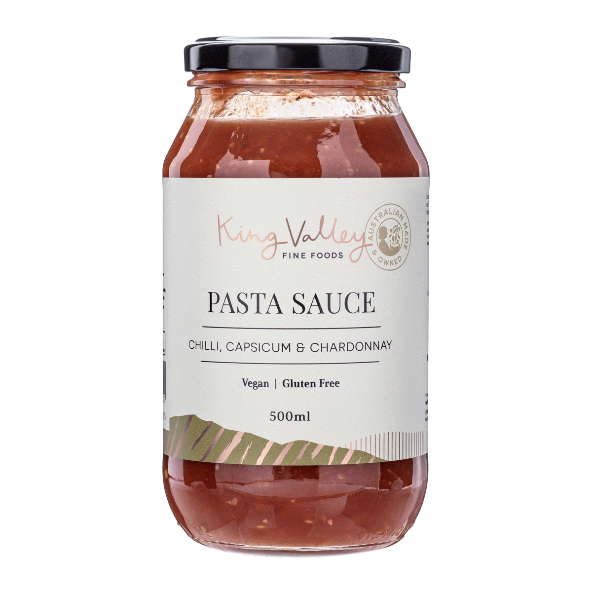 King Valley Fine Foods Chilli, Capsicum & Chardonnay Pasta Sauce 500ml available at The Prickly Pineapple