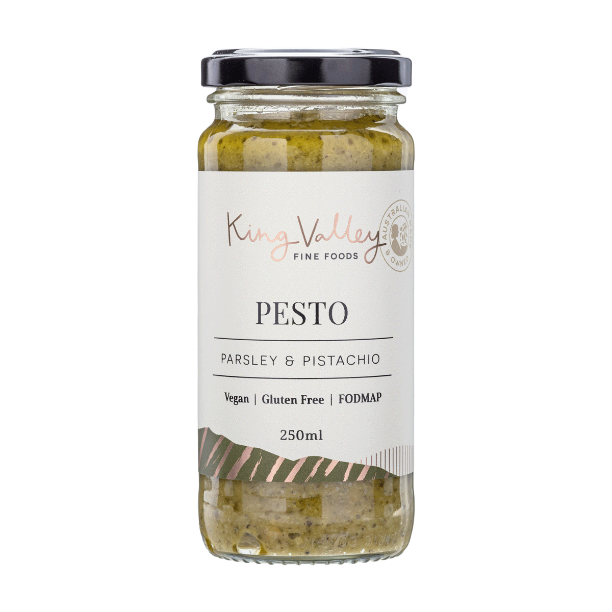 King Valley Fine Foods Parsley & Pistachio Pesto 250ml available at The Prickly Pineapple