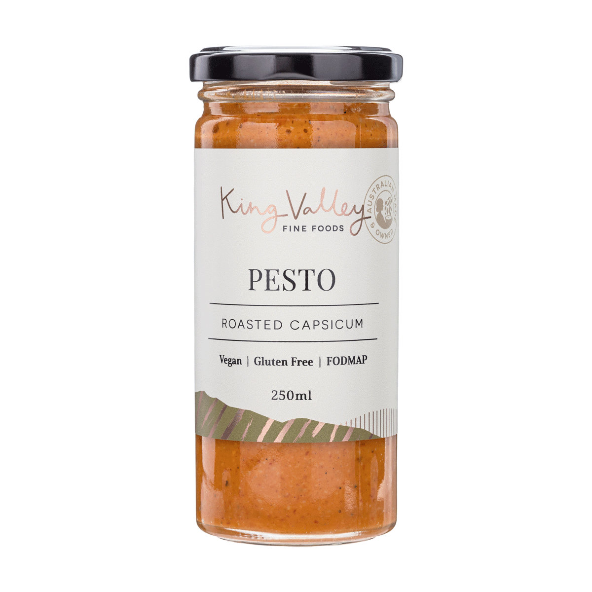 King Valley Fine Foods Roasted Capsicum Pesto 250ml available at The Prickly Pineapple