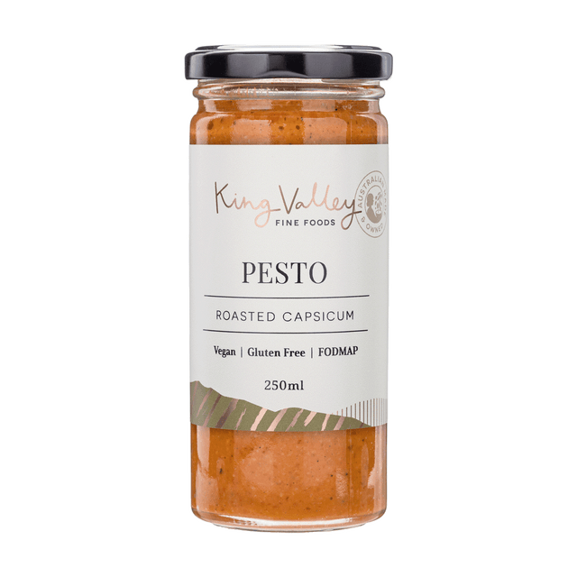 King Valley Fine Foods Roasted Capsicum Pesto 250ml available at The Prickly Pineapple