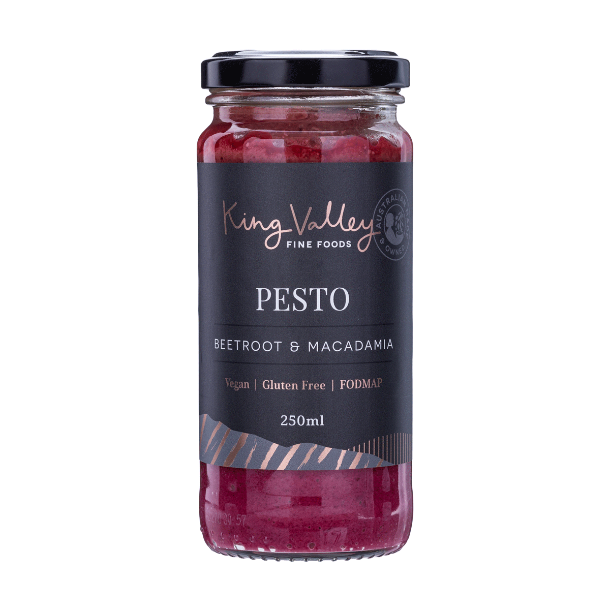 King Valley Fine Foods Beetroot & Macadamia Pesto 250ml available at The Prickly Pineapple