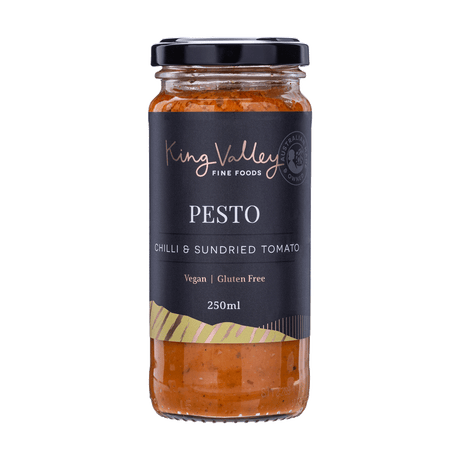 King Valley Fine Foods Chilli & Sundried Tomato Pesto 250ml available at The Prickly Pineapple