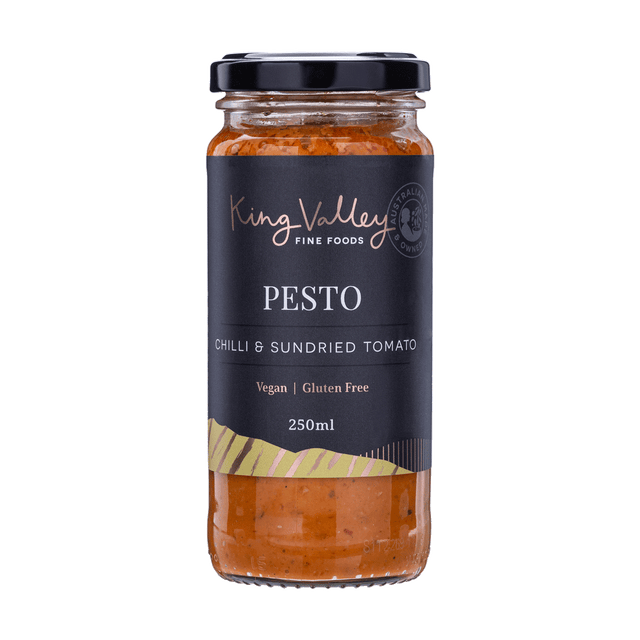 King Valley Fine Foods Chilli & Sundried Tomato Pesto 250ml available at The Prickly Pineapple