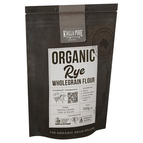 Kialla Pure Organics Organic Wholegrain Rye Flour 700g available at The Prickly Pineapple