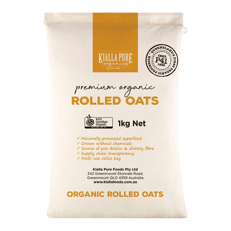 Kialla Pure Organics Organic Rolled Oats 1kg available at The Prickly Pineapple
