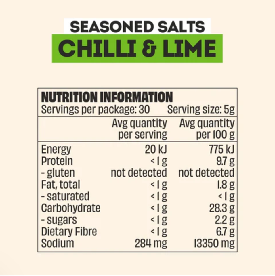 Mingle Chilli & Lime Salt Seasoning 50g available at The Prickly Pineapple