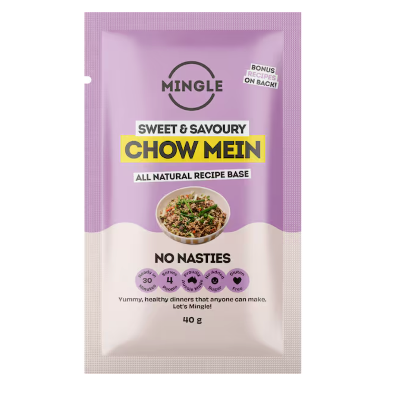 Mingle Chow Mein 30g available at The Prickly Pineapple