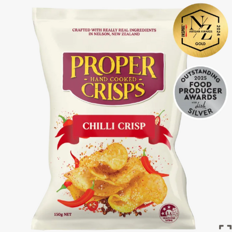 Proper Crisps Chilli Crisps 150g available at The Prickly Pineapple
