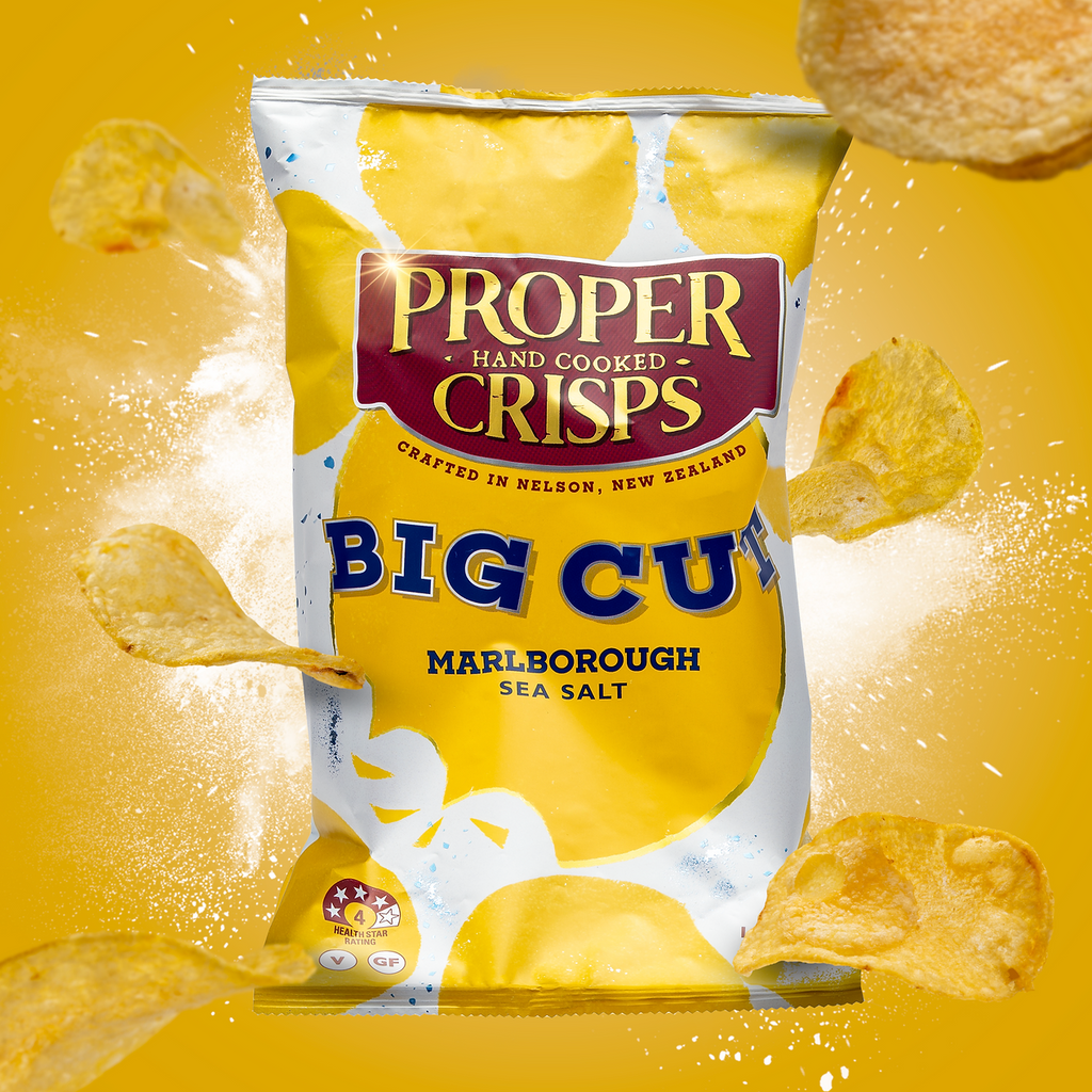 Proper Crisps Big Cut  Marlborough Sea Salt 140g available at The Prickly Pineapple