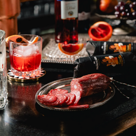Papandrea Pork Salami Infused with Negroni Cocktail 180g available at The Prickly Pineapple