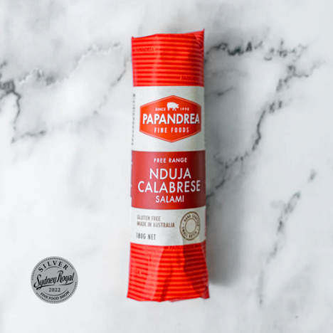 Papandrea Spreadable Salami infused with Red Chilli Peppers 180g available at The Prickly Pineapple