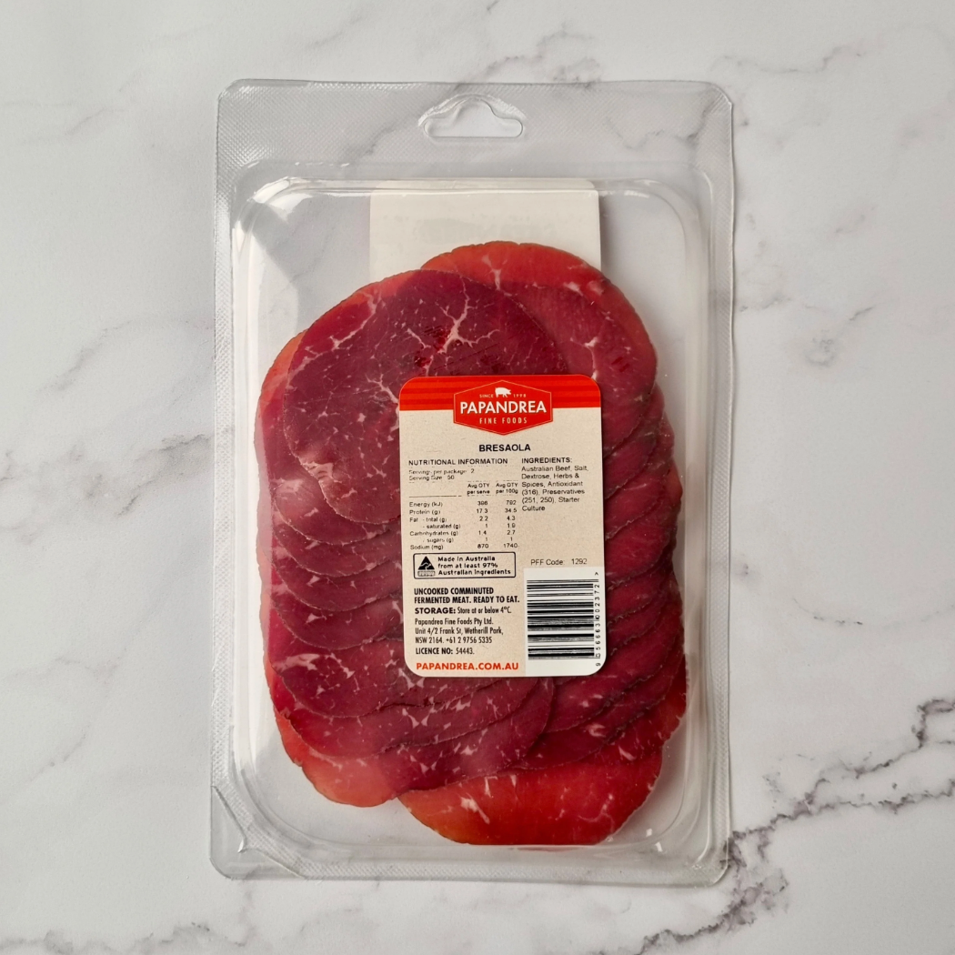 Papandrea Bresaola 100g available at The Prickly Pineappl