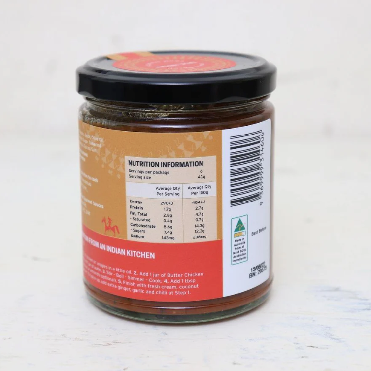 Tamarind Tree Butter Chicken Curry Paste Mild 260g available at The Prickly Pineapple