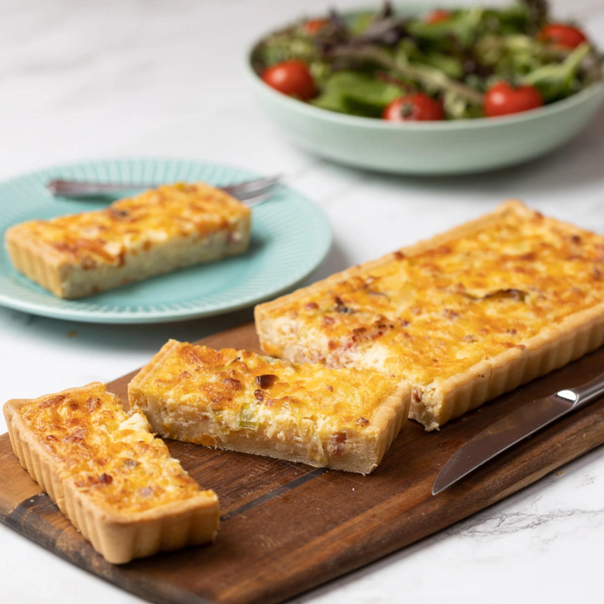 Ivan's Bacon, Cheese & Leek Tart 800g available at The Prickly Pineapple