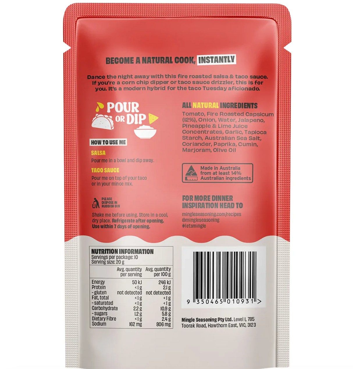 Mingle Fire Roasted Salsa & Taco Sauce 200g