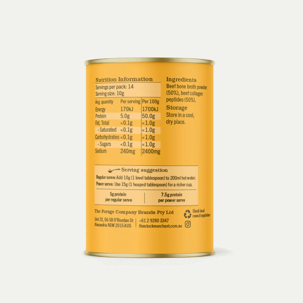 The Stock Merchant Powder Bone Broth Collagen Original 140g