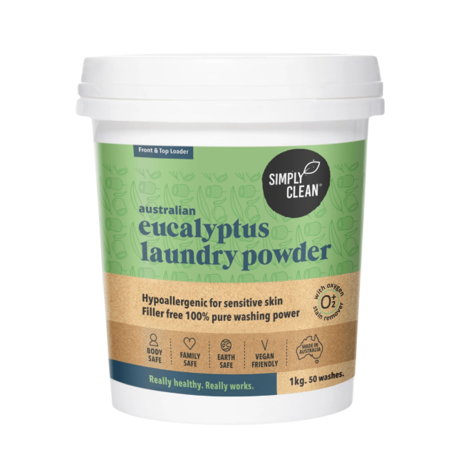 Simply Clean Eucalyptus Laundry Powder 1kg available at The Prickly Pineapple
