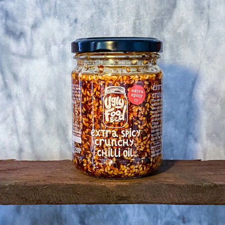 Ugly Food & Co. Extra Spicy Crunchy Chilli Oil 250g available at The Prickly Pineapple