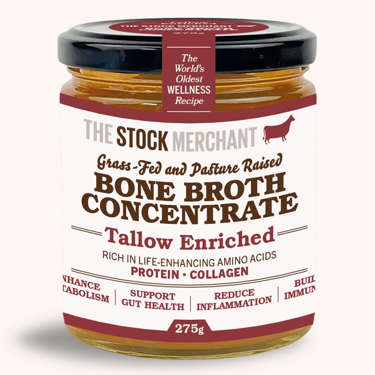 The Stock Merchant - Beef Bone Broth Concentrate - Tallow Enriched 275g available at The Prickly Pineapple