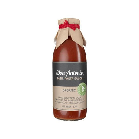 Don Antonio Organic Basil Pasta Sauce 500g available at The Prickly Pineapple