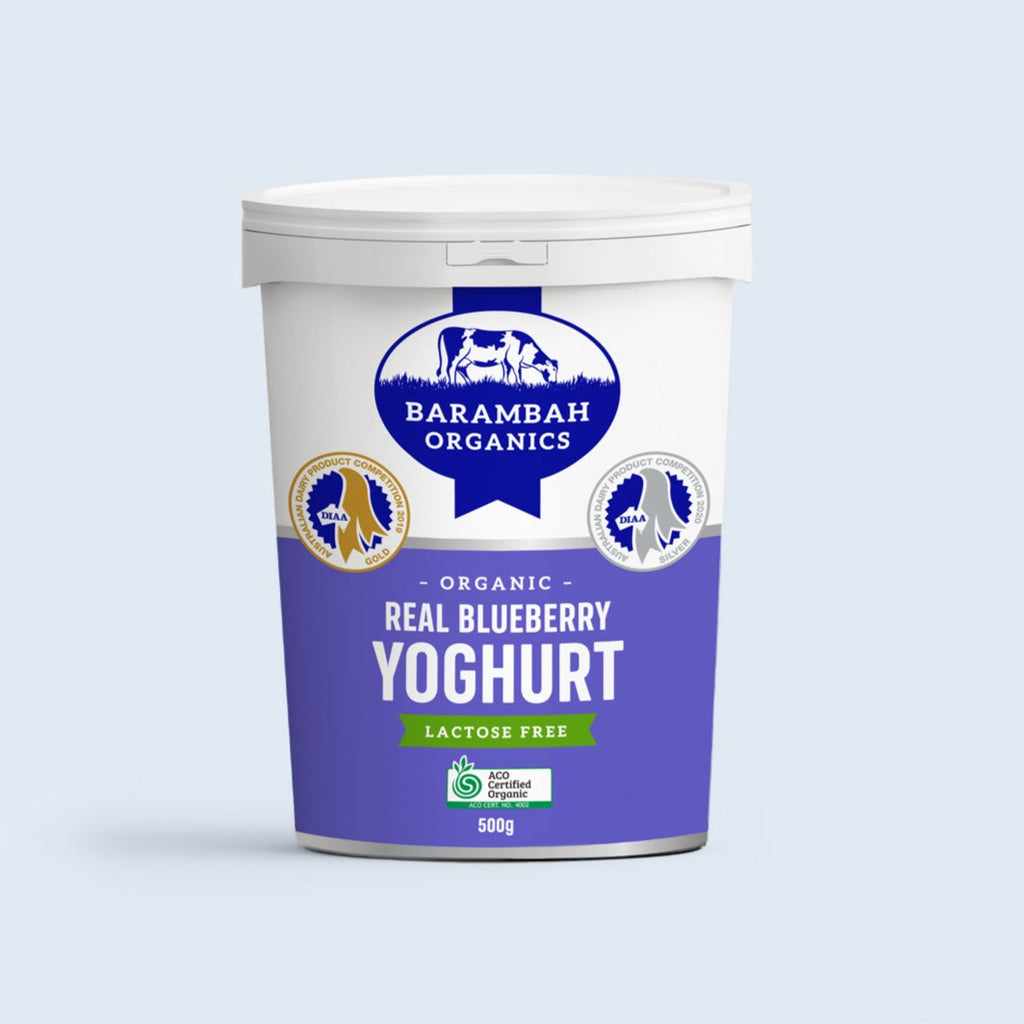 Barambah Organics Real Blueberry Lactose Free Yoghurt available at The Prickly Pineapple