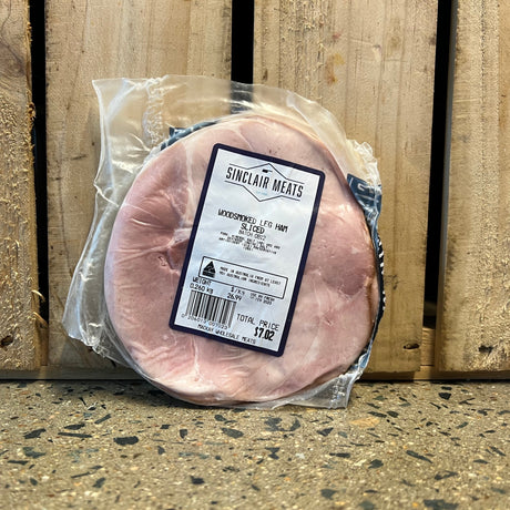 Sinclair Woodsmoked Leg Ham sliced packets available at The Prickly Pineapple