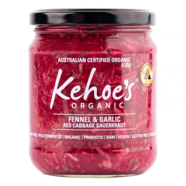 Kehoes Organic Fennel & Garlic Sauerkraut 410g available at The Prickly Pineapple