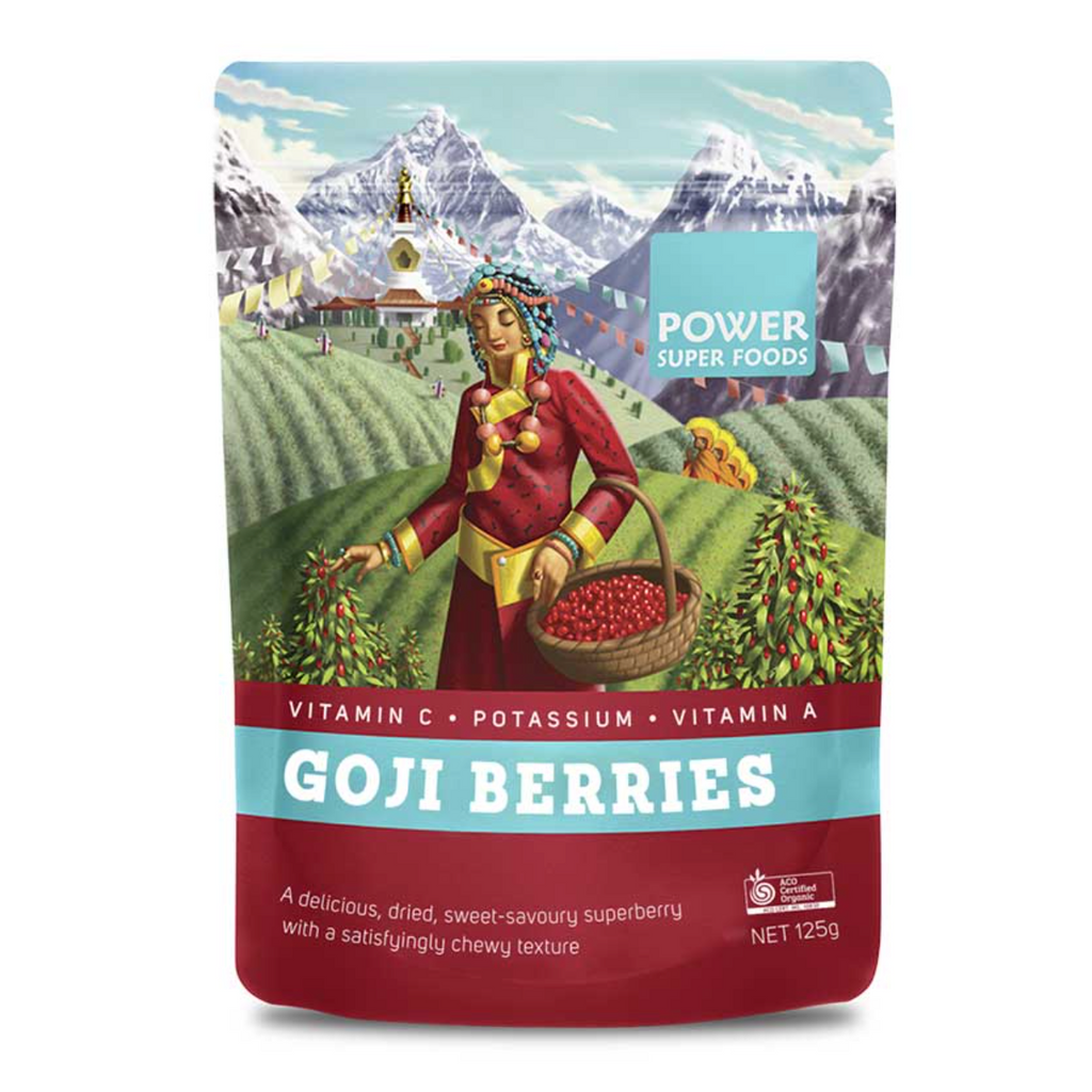Power Super Foods Certified Organic Goji Berries 250g available at The Prickly Pineapple
