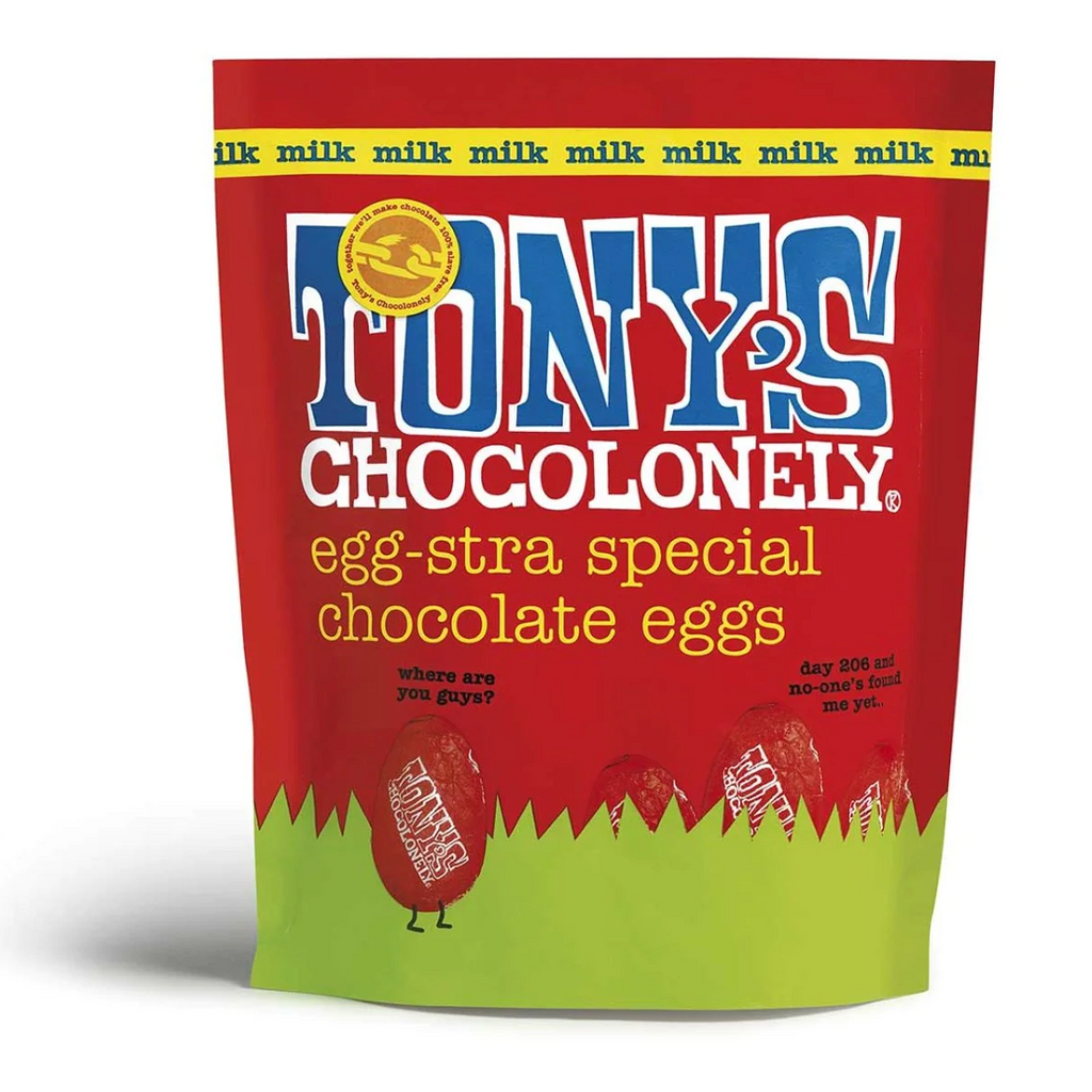 Tony's Chocolonely Easter Egg milk chocolate bag 180g available at The Prickly Pineapple