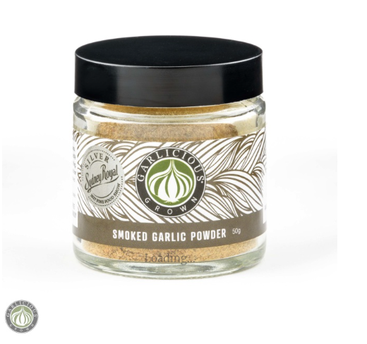 Garlicious Grown Smoked Black Garlic Powder available at The Prickly Pineapple