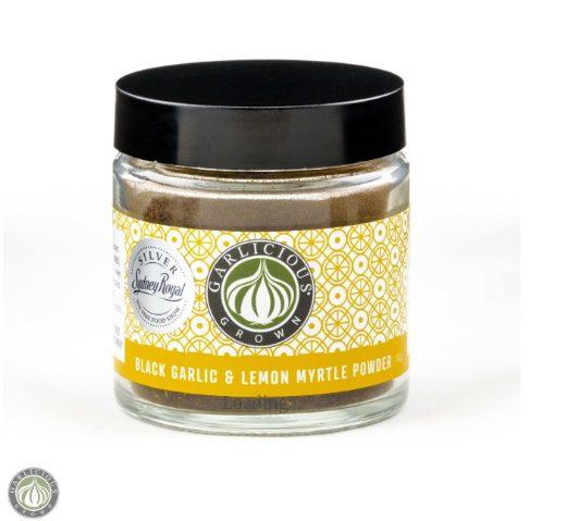 Garlicious Grown Black Garlic and Lemon Myrtle Powder available at The Prickly Pineapple