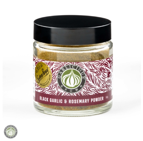 Garlicious Grown Black Garlic and Rosemary Powder available at The Prickly Pineapple