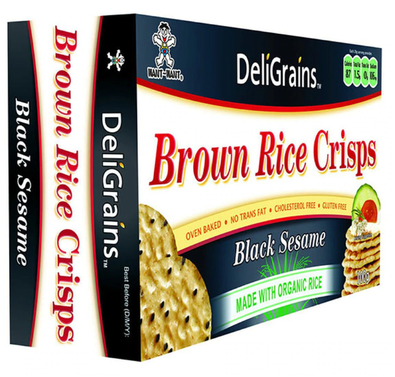 Deligrains Rice Crisp Black Sesame 100g available at The Prickly Pineapple