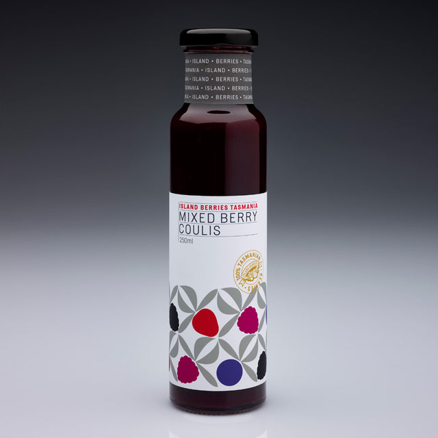 Island Berries Tasmania Mixed Berry Coulis 250ml available at The Prickly Pineapple